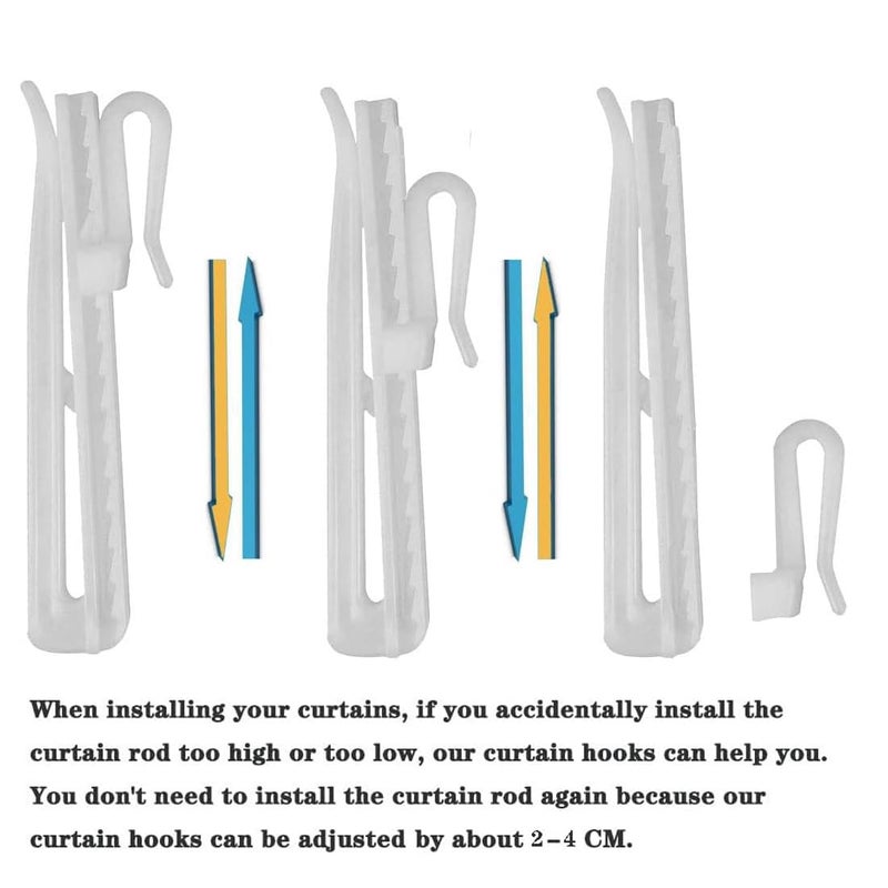 Ailejia 30 Pcs Plastic Adjustable Pinch Pleat Hook Depth Pinch Pleat Locking Curtain Tape Hook Curtain Hooks for Door Curtain and Shower Curtain (85mm.30pcs) - Image 3
